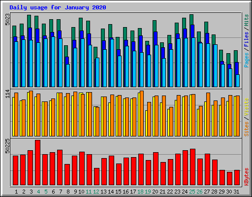 Daily usage for January 2020