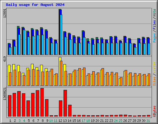 Daily usage for August 2024