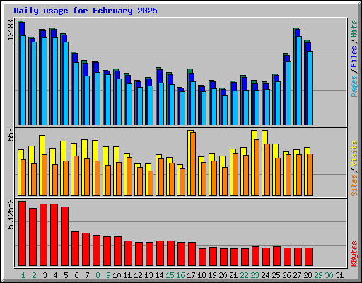 Daily usage for February 2025
