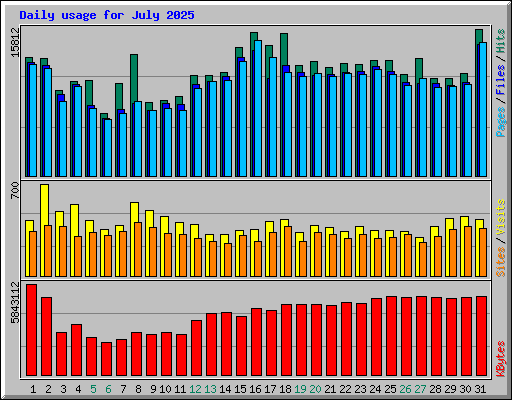 Daily usage for July 2025